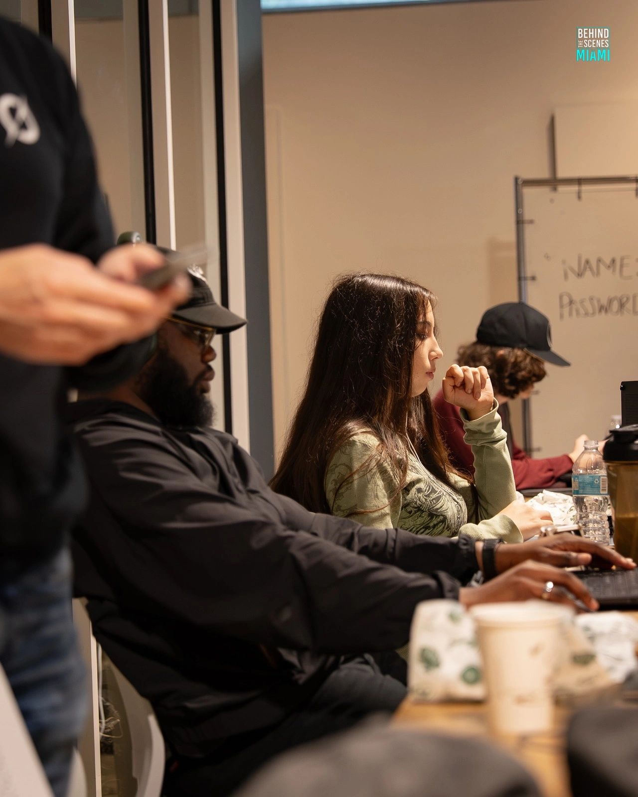 Heads down, building: a team at work during the hackathon.